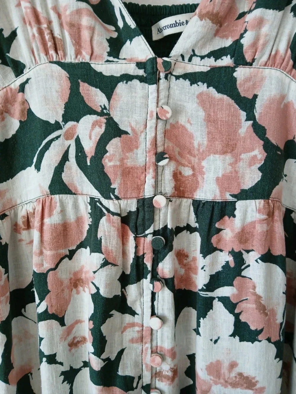 Abercrombie & Fitch Women's Pink Green Floral Summer Maxi Button Dress Size L